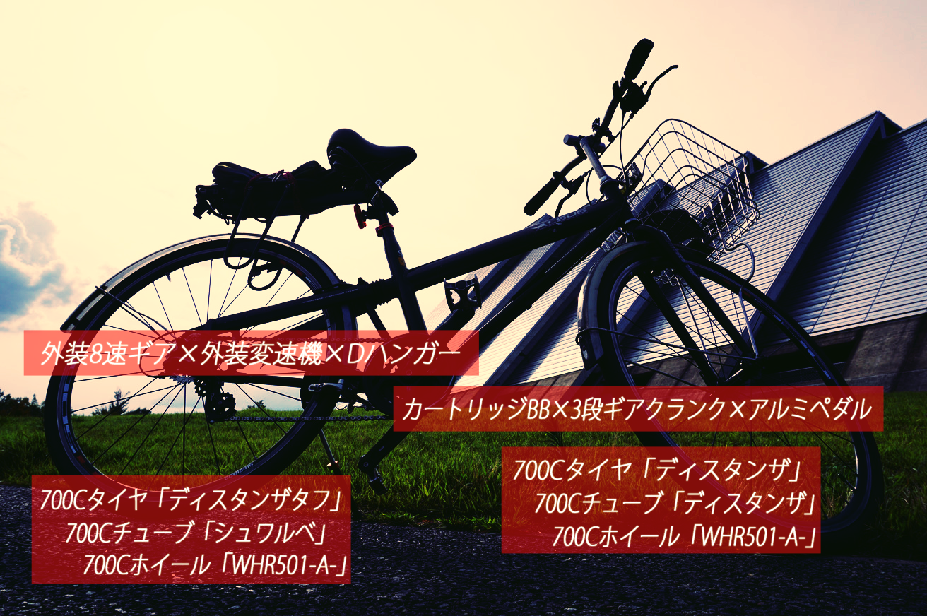 クロスバイク化したママチャリもクイックリリースの自転車です。