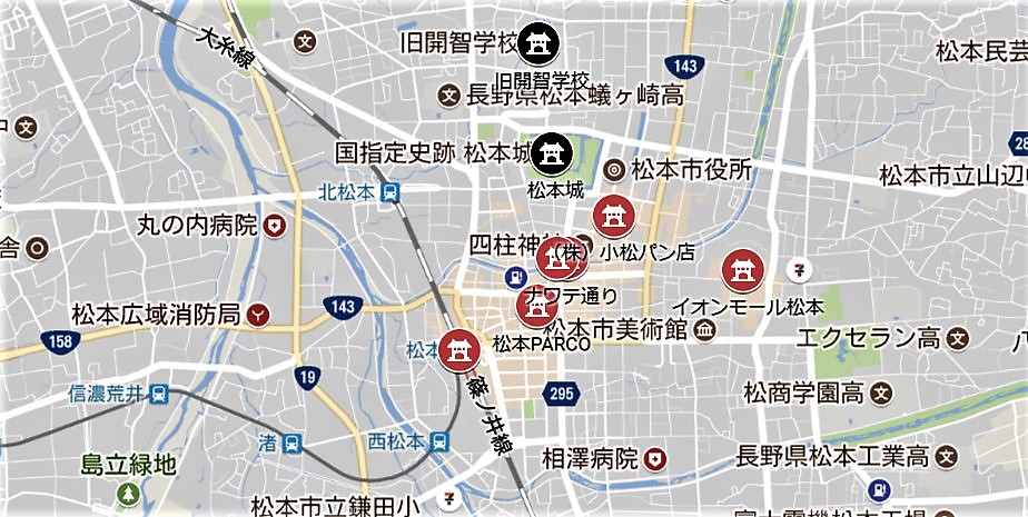 松本観光の案内マップ
