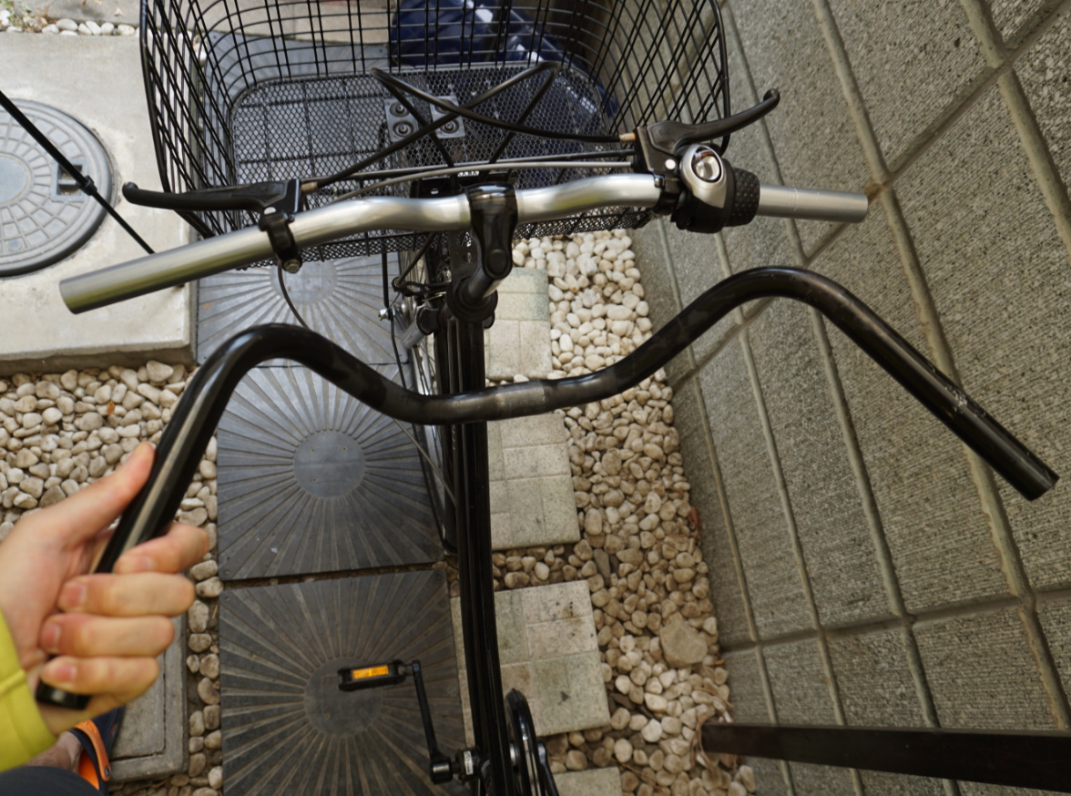 買い物自転車のハンドルをまっすぐ系のストレート気味なライザーバーハンドルに交換しよう